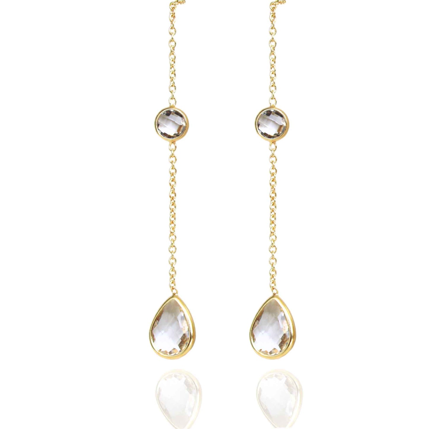 עגיל ארוך טיפה בצבע שקוף