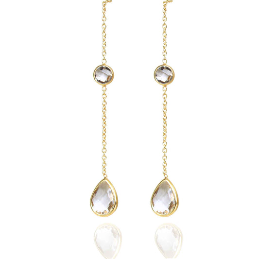 עגיל ארוך טיפה בצבע שקוף