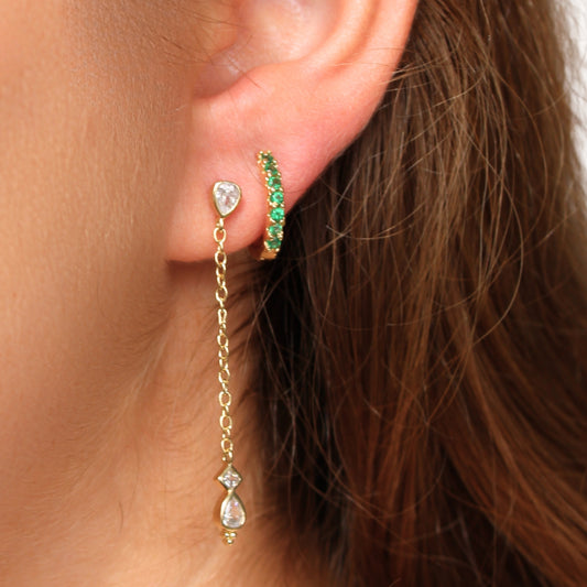 עגיל בודד או סט חישוק צמודים משובצים