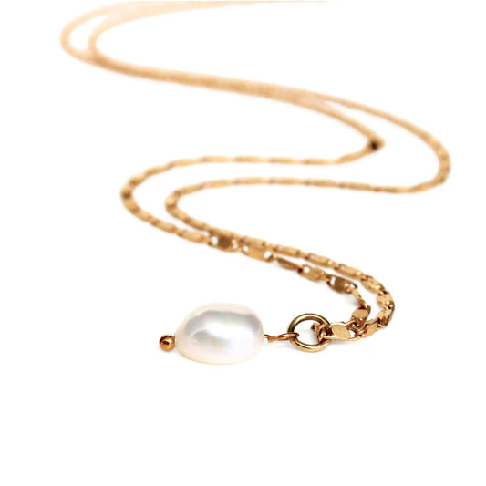 שרשרת זהב עם פנינה טבעית