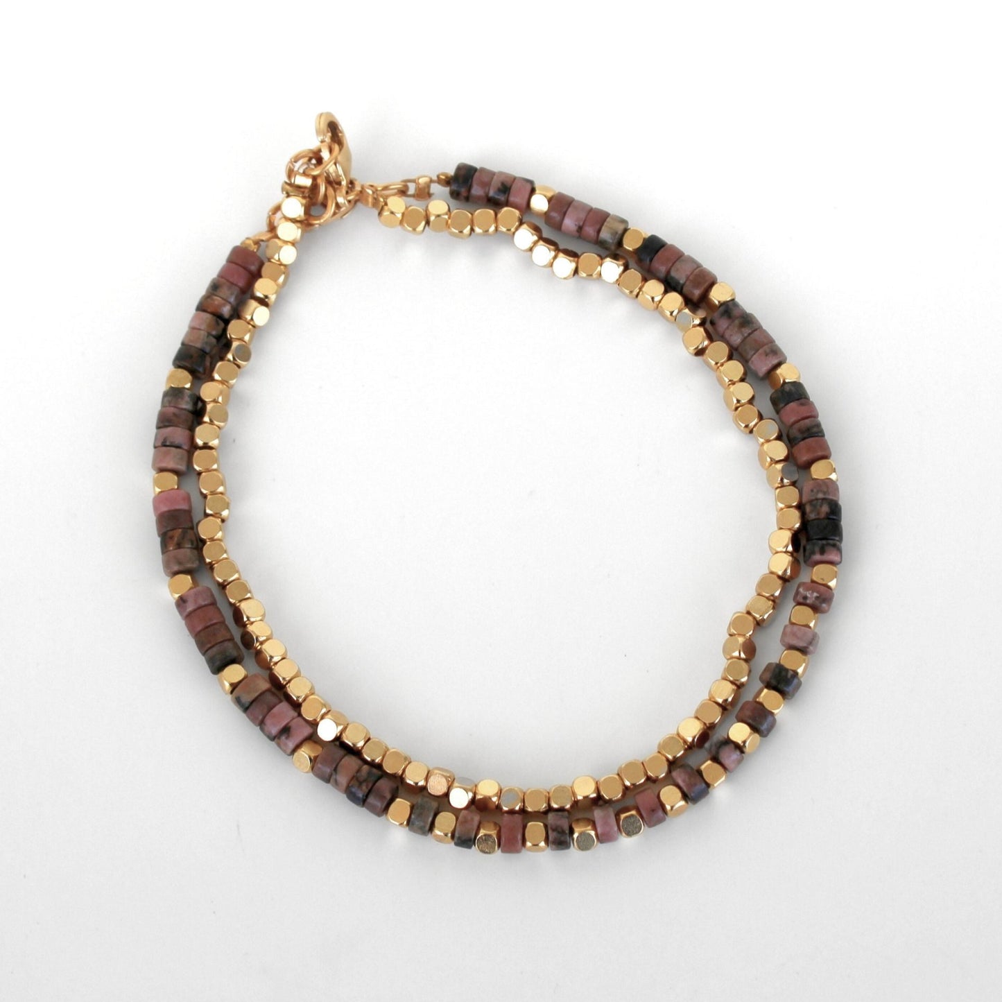 סט צמידי רגל אבנים וזהב