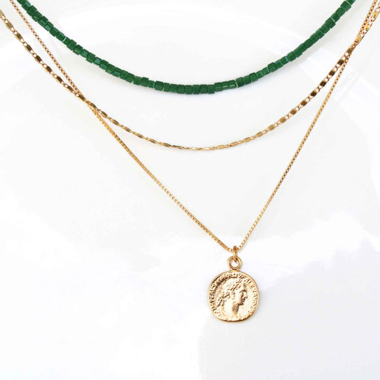 שרשרת שלוש שכבות עם תליון מטבע