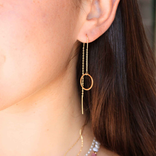 עגילים ארוכים גאומטריים עיגול גדול