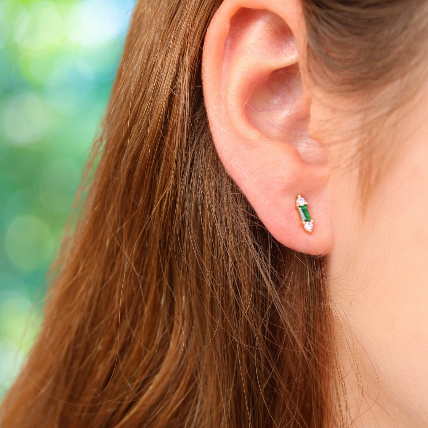 עגיל בודד או סט עם אבני זירקון זהב