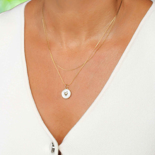 שרשרת שכבות תליון לב קטן /  ליבי עגול