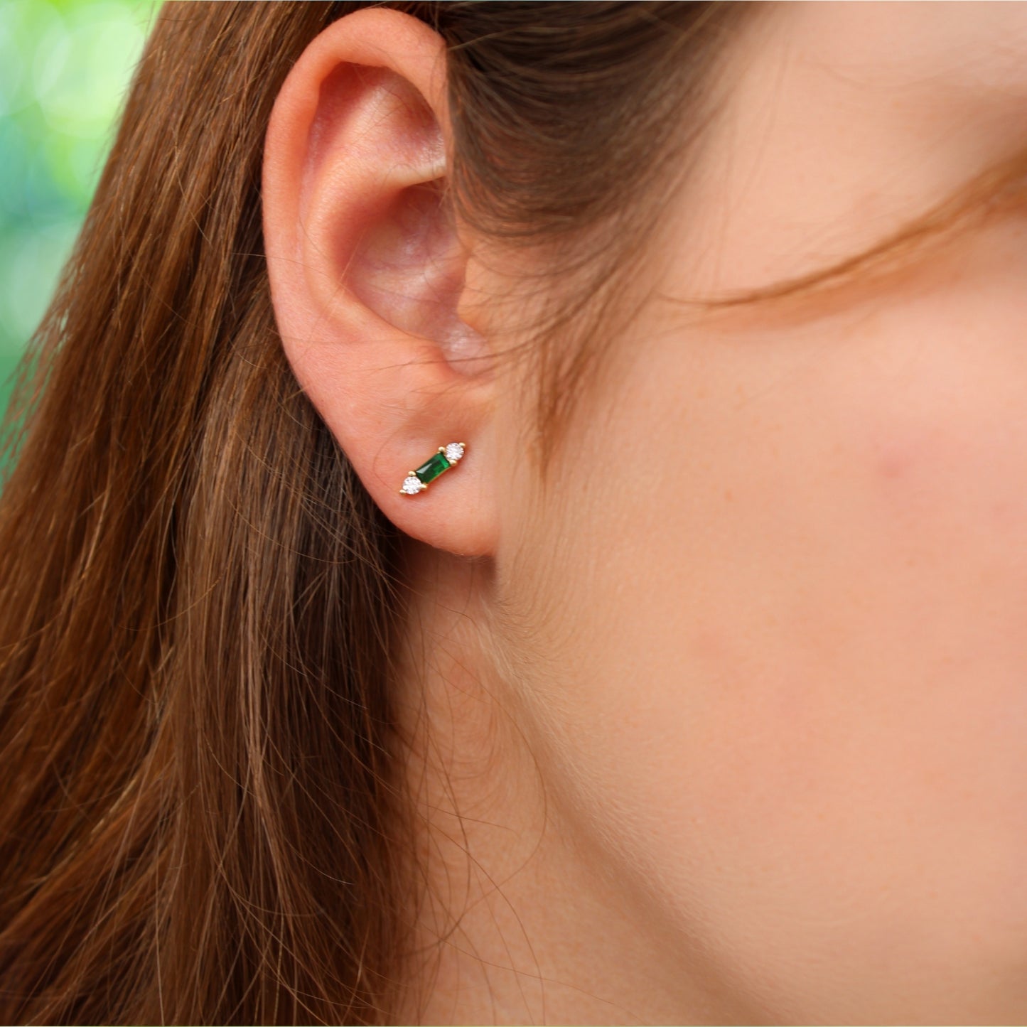 עגיל בודד או סט עם אבני זירקון זהב