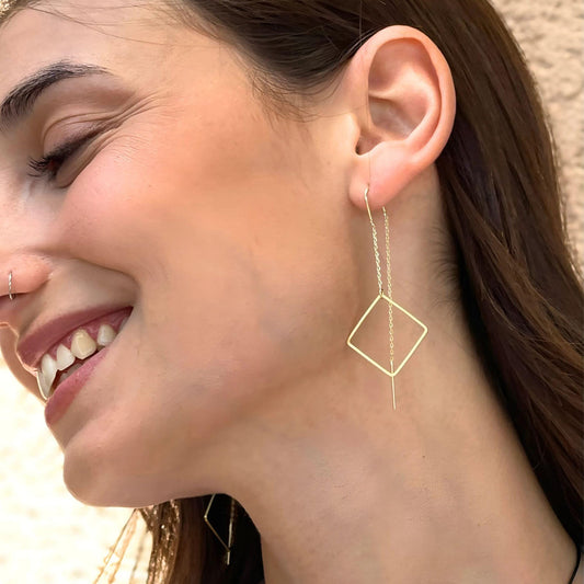 עגילים תלויים מגולדפילד / ריבוע גדול