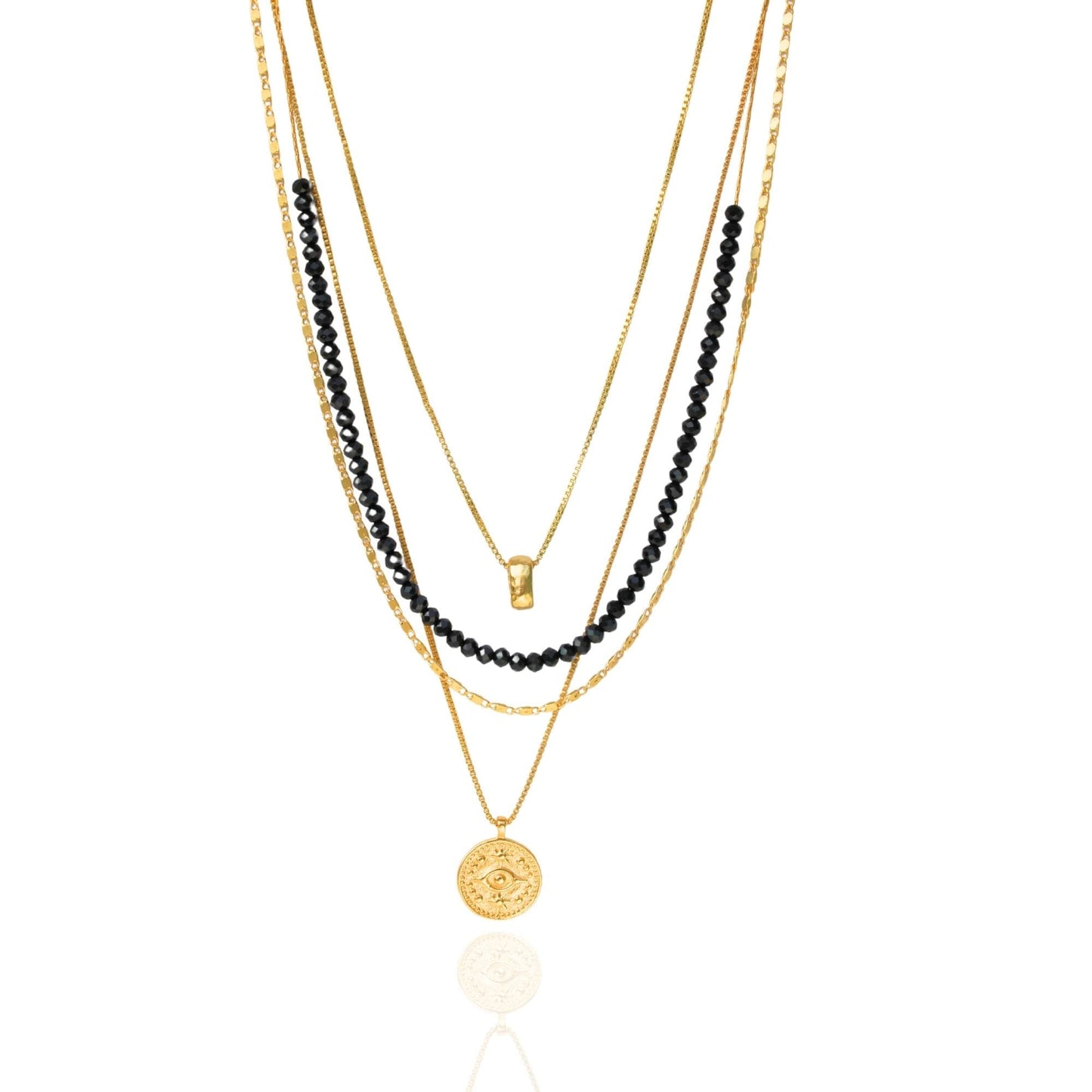 שרשרת שכבות עם תליון מטבע / שארלוט