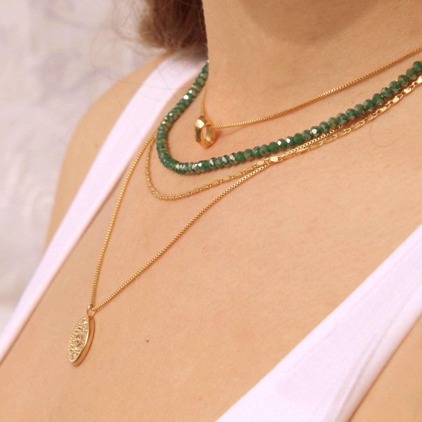 שרשרת שכבות עם תליון מטבע / שארלוט