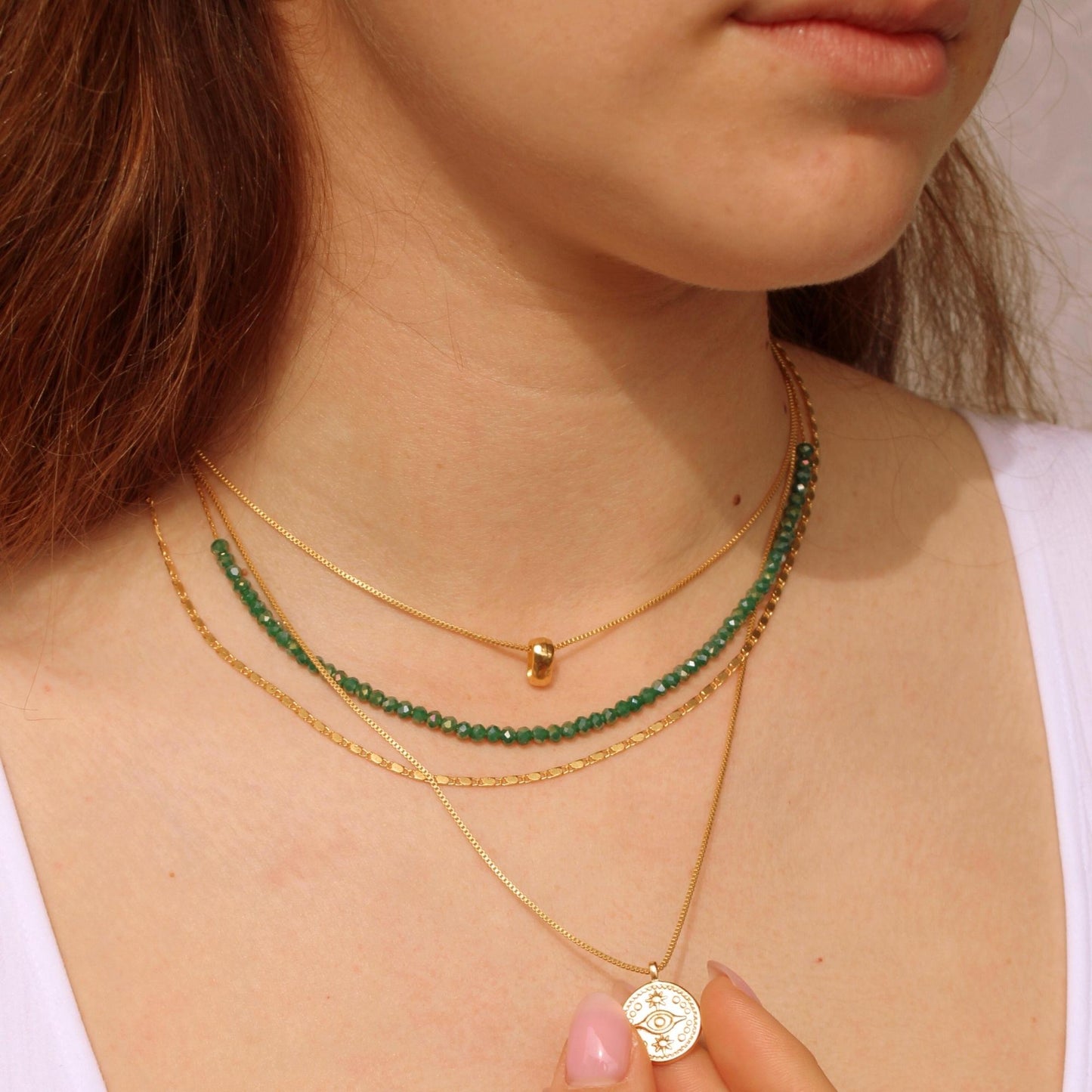 שרשרת שכבות עם תליון מטבע / שארלוט