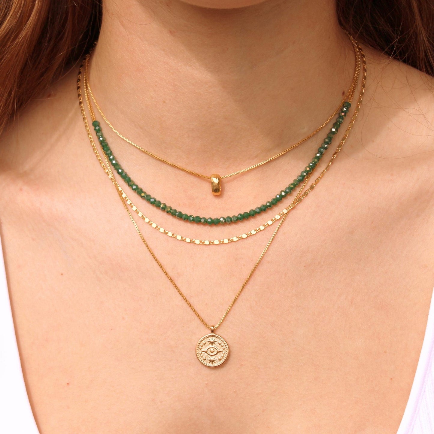 שרשרת שכבות עם תליון מטבע / שארלוט