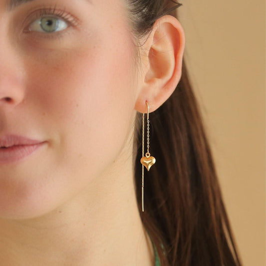 עגילי לב זהב