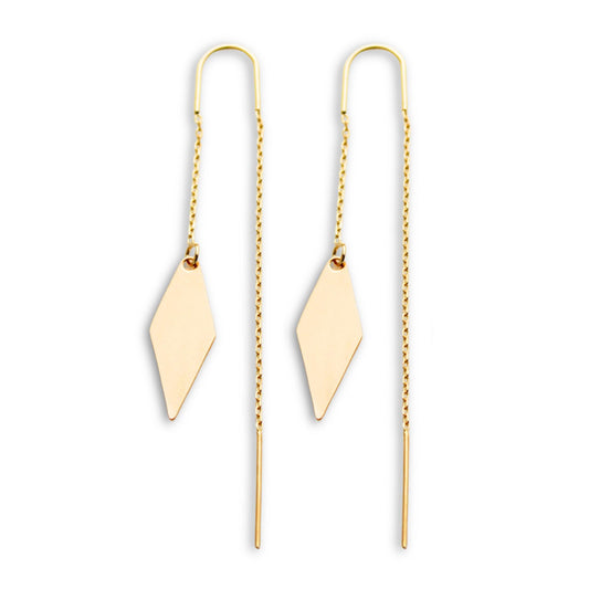 עגילי מעוין תלויים בציפוי זהב – עגילים ארוכים, קלילים ואלגנטיים