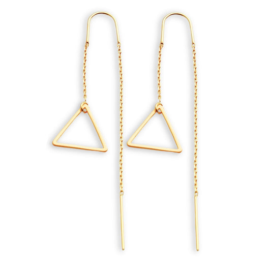 עגילי משולש תלויים בציפוי זהב