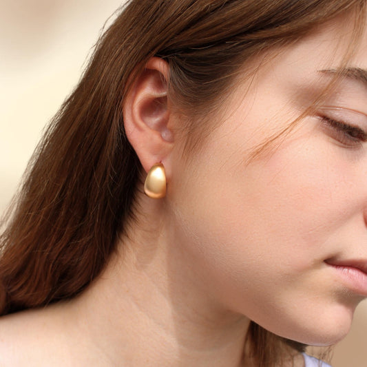 עגילי חישוק עבים זהב מט