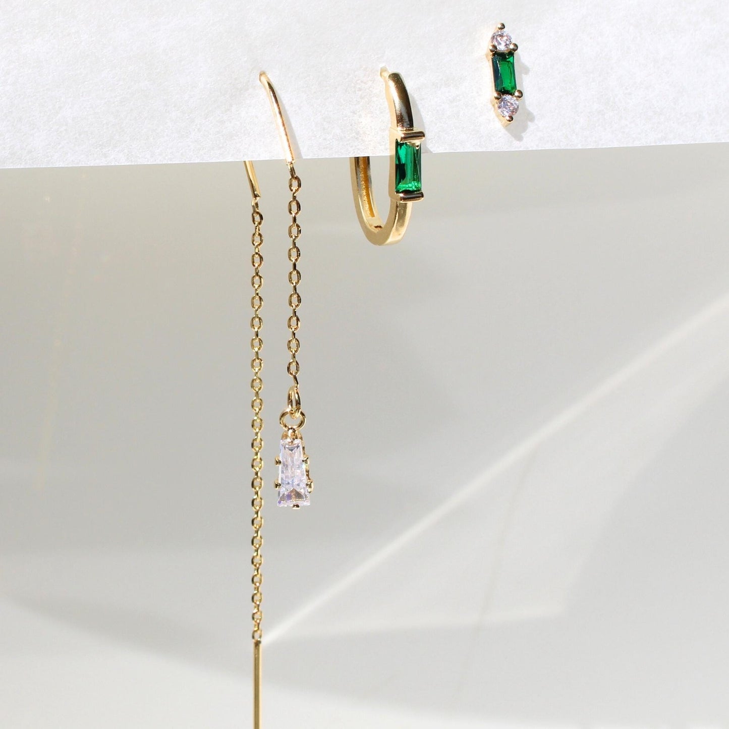 עגיל בודד או סט עם אבני זירקון זהב