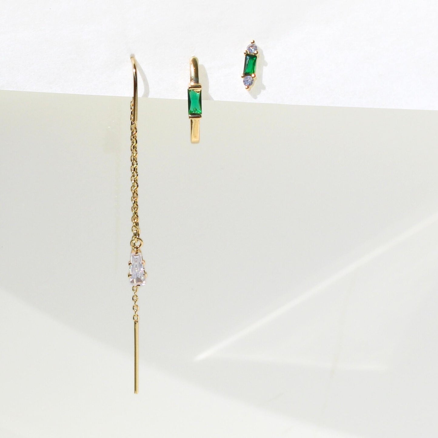 עגיל בודד או סט עם אבני זירקון זהב