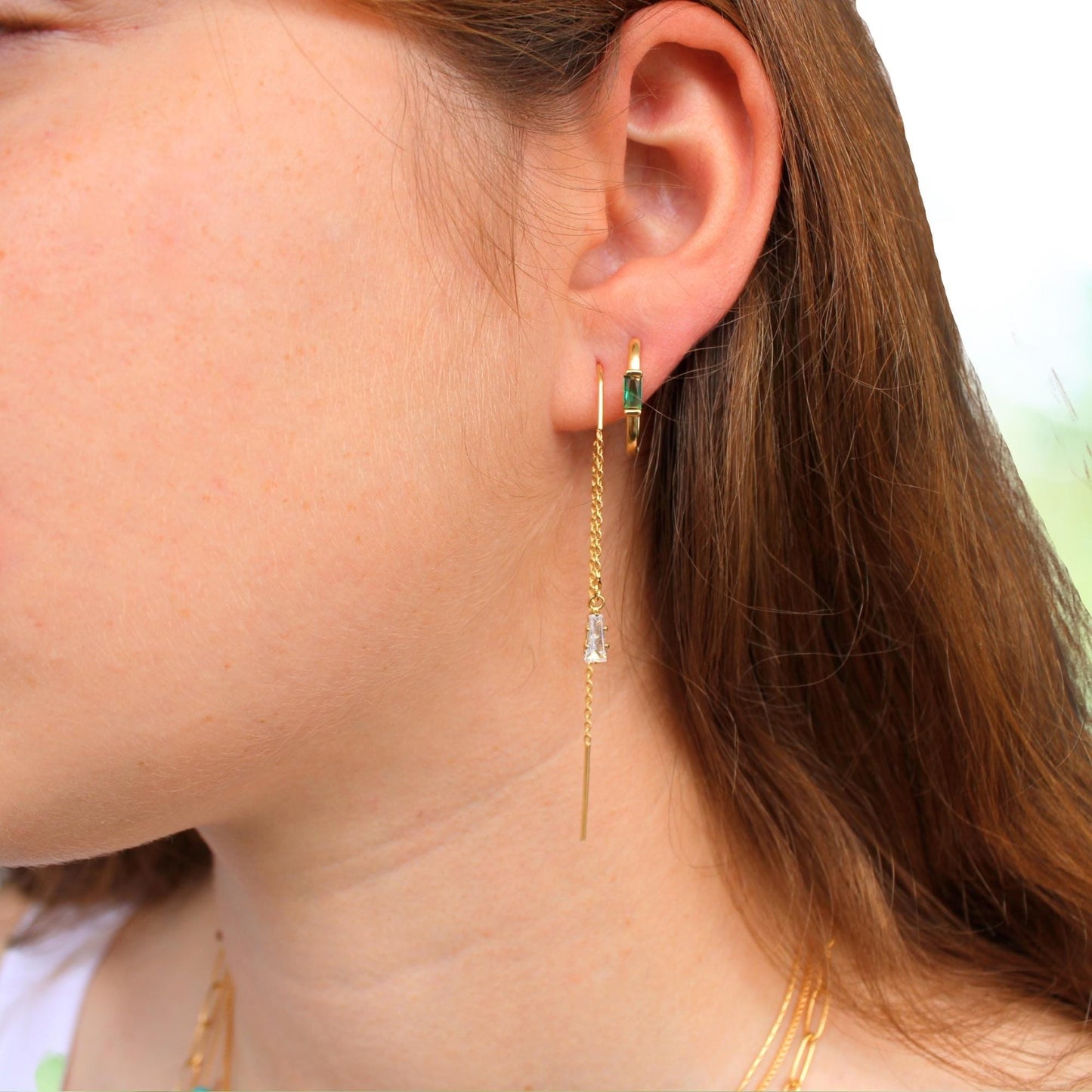 עגיל בודד או סט עם אבני זירקון זהב