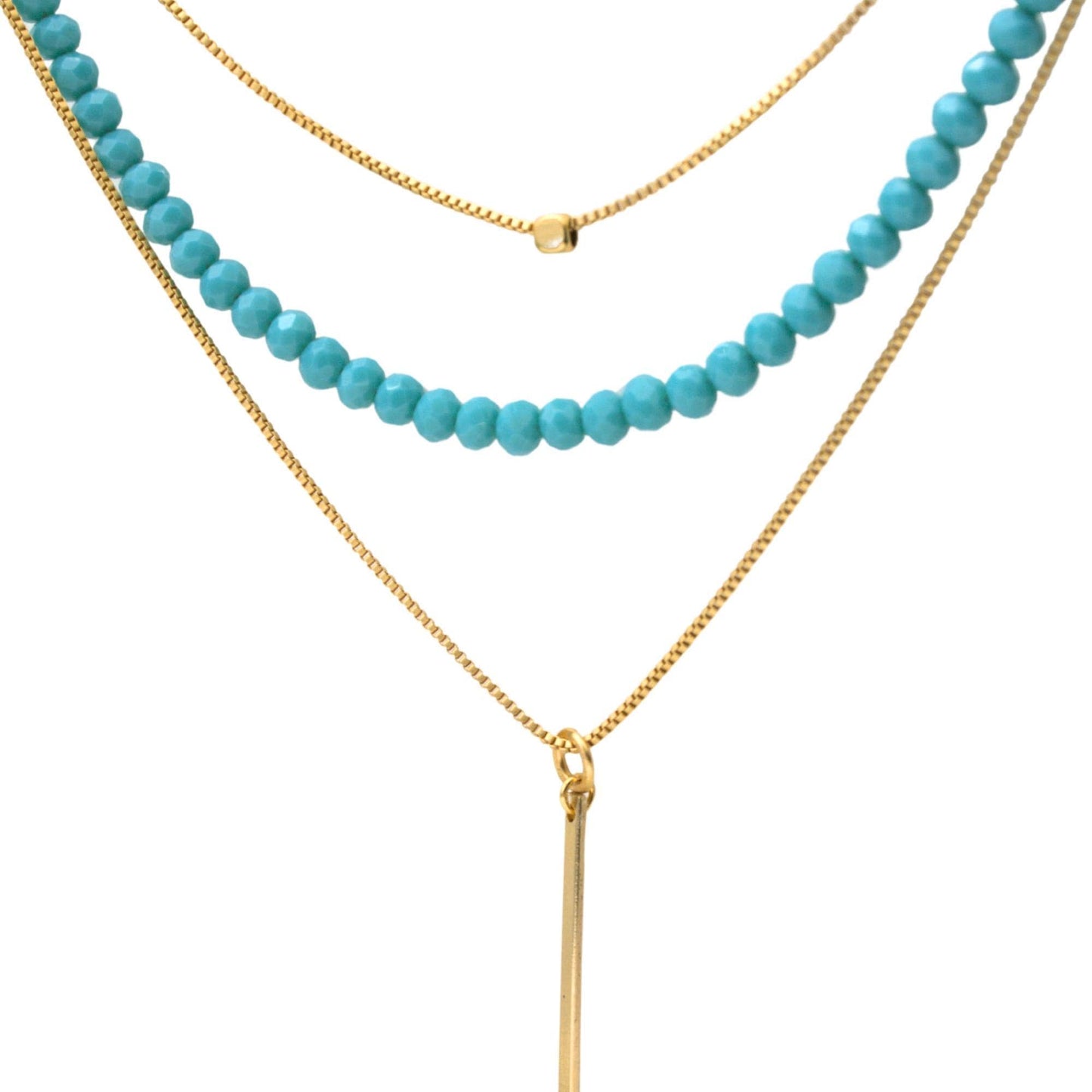שרשרת זהב טורקיז שלוש שכבות / טילי בר