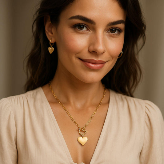 שרשרת לב זהב סוגר קדמי