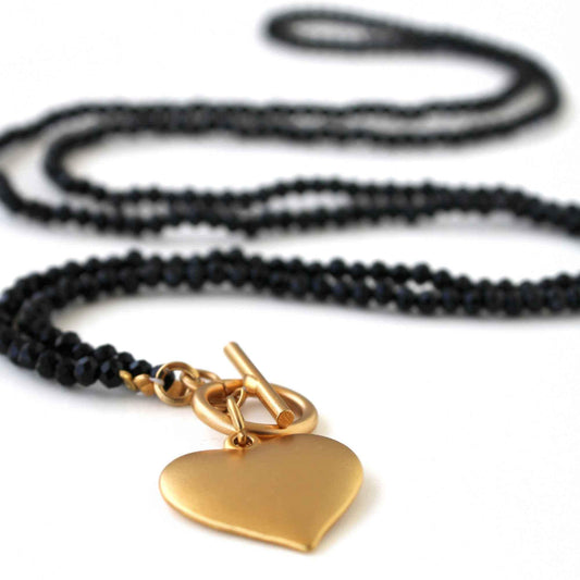 שרשרת כפולה קריסטלים לב