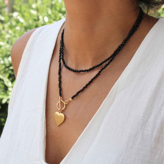 שרשרת כפולה קריסטלים לב