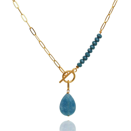 שרשרת מיטל / אבן ג'ייד כחולה
