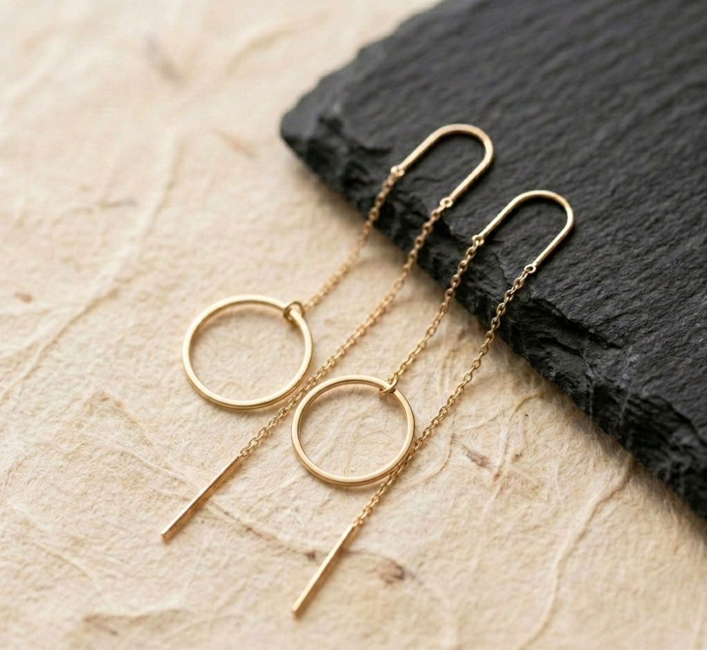 עגילים תלויים עיגול חלול