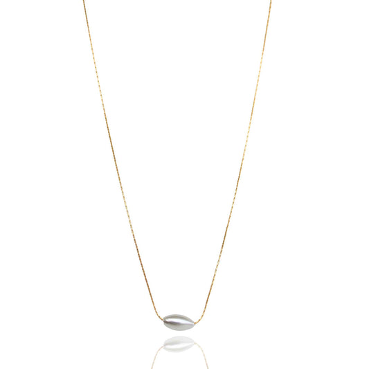 שרשרת זהב עם פנינה טבעית אובלית