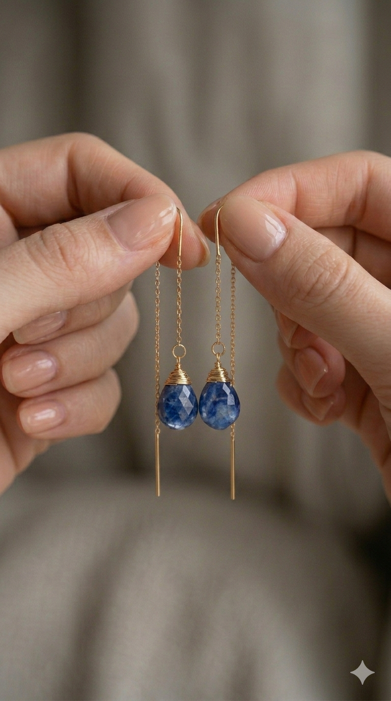 עגיל תלוי אבן לפיס