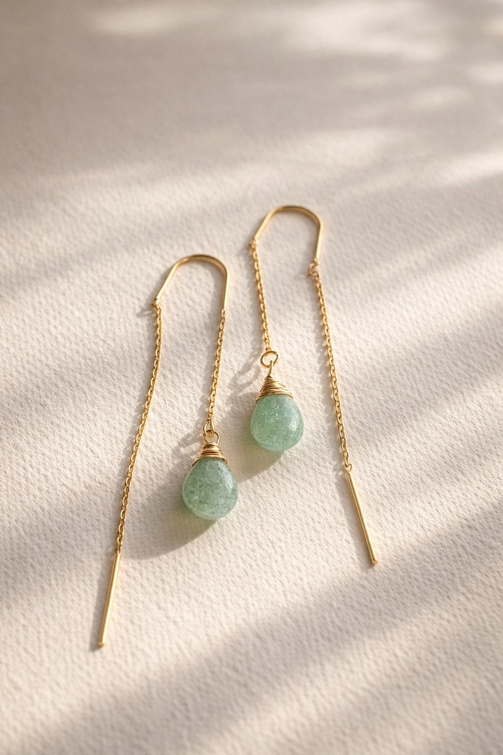 עגיל תלוי אבן סטוברי קוורץ ירוק