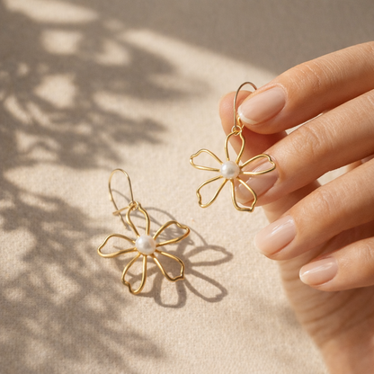 עגיל פרח פנינה