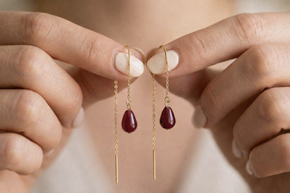 עגיל תלוי אבן רובי