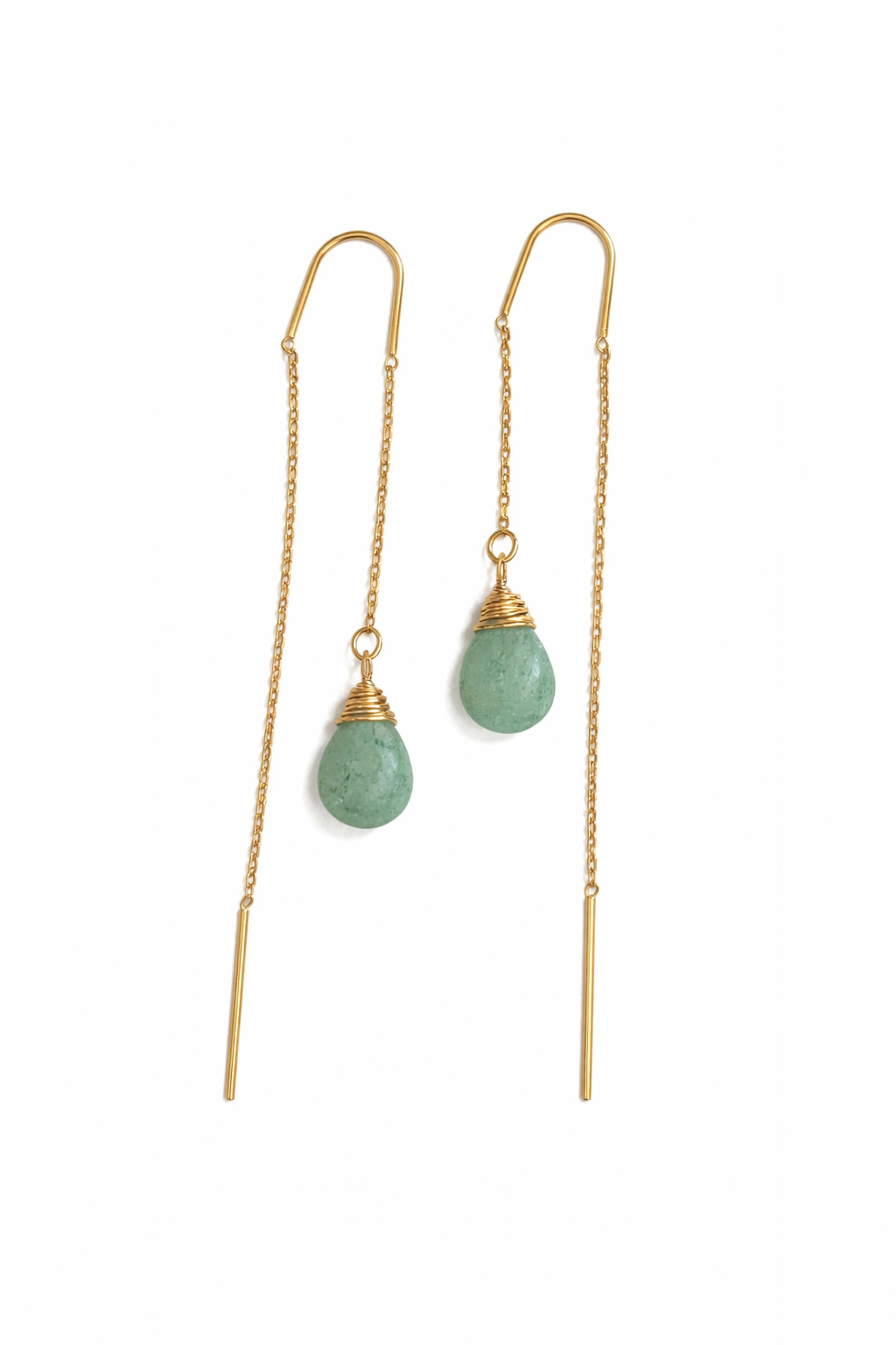 עגיל תלוי אבן סטוברי קוורץ ירוק