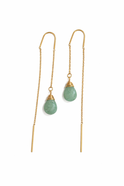 עגיל תלוי אבן סטוברי קוורץ ירוק