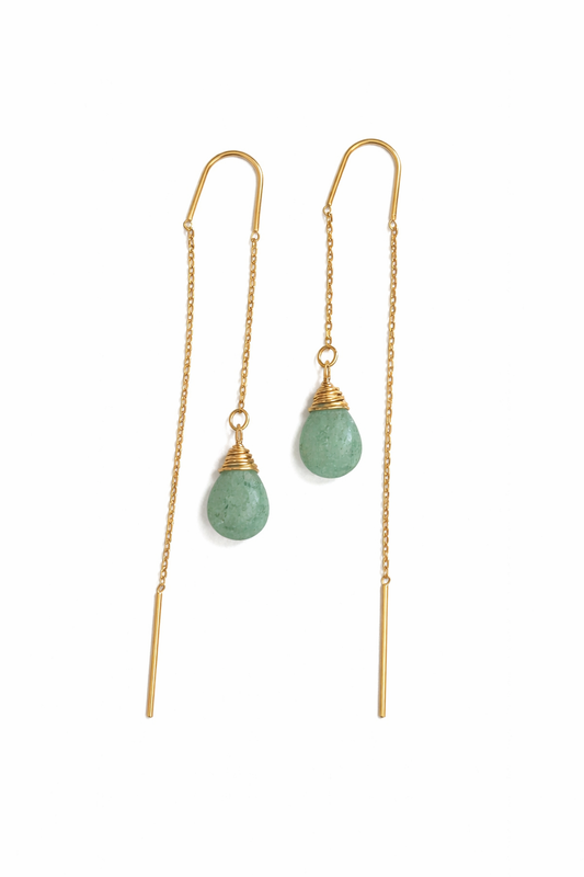 עגיל תלוי אבן סטוברי קוורץ ירוק