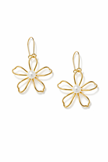 עגיל פרח פנינה