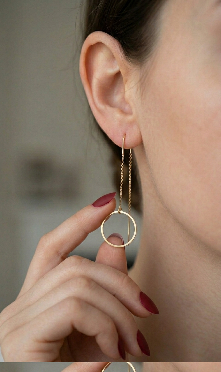 עגילים תלויים עיגול חלול