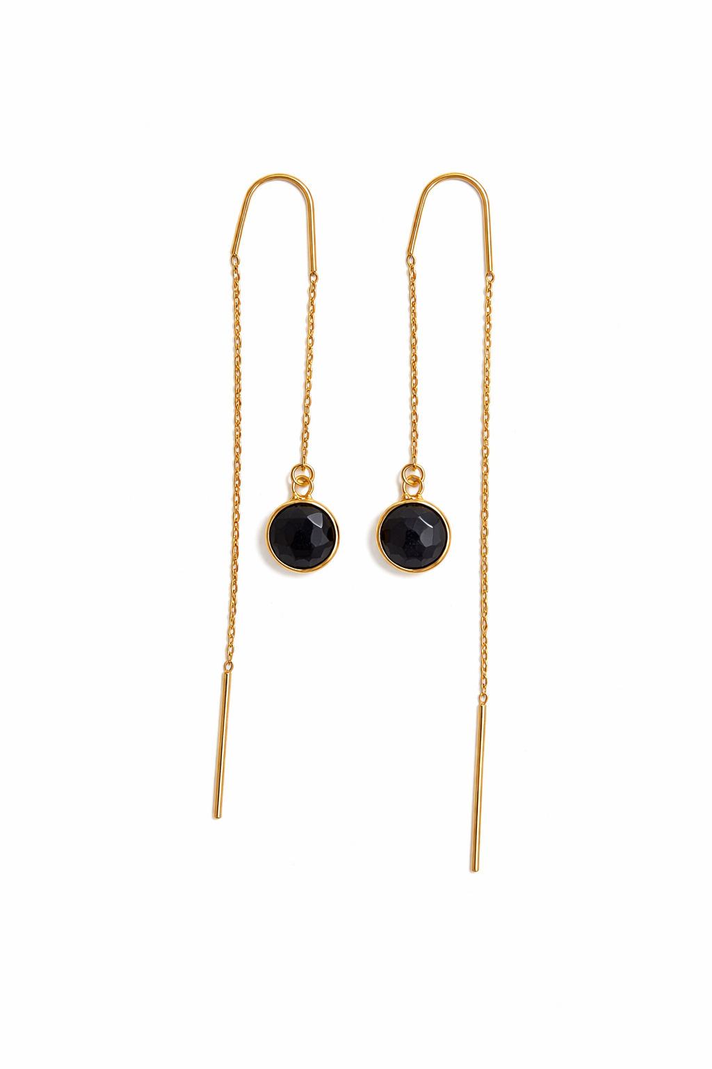 עגילי שרשרת זהב זרקון שחור