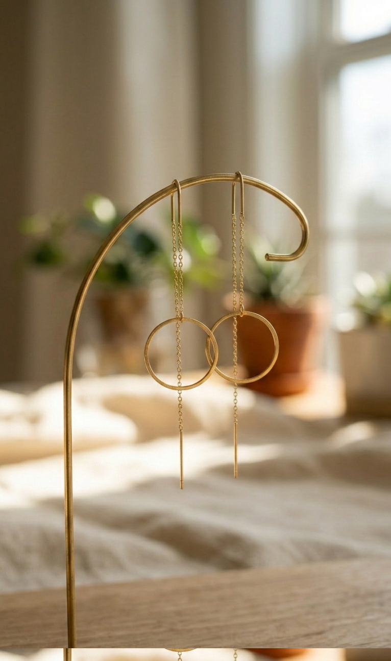 עגילים תלויים עיגול חלול