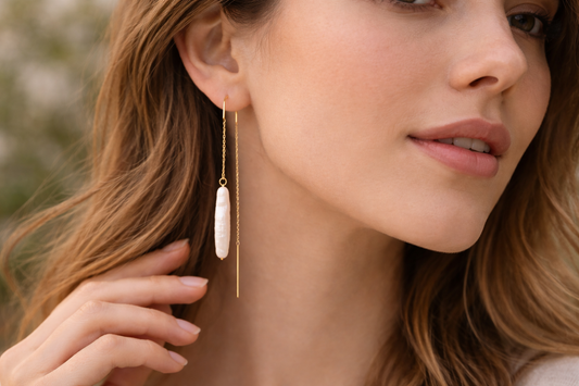 עגיל תלוי פנינה ארוכה